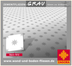 Zementfliesen-GRAU • ZAGORA • Motiv Stern weiß grau