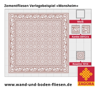 ZF-1014_Zementfliese-Rosette_rosa-weiß_maurisch_Ranke_Verlegebeispiel-Monsheim